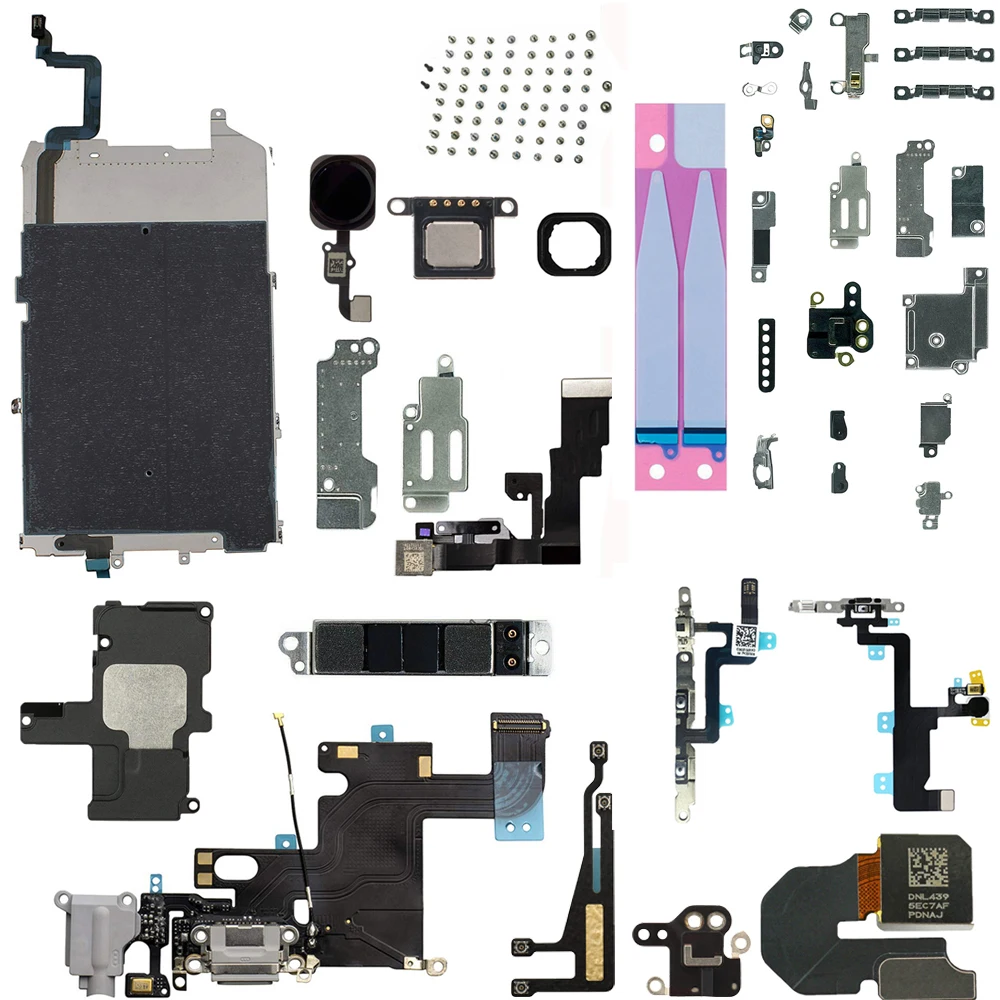 completely set parts for iPhone 6 front rear camera home button key charging dock power volume flex cable WIFI GPS loudspeaker