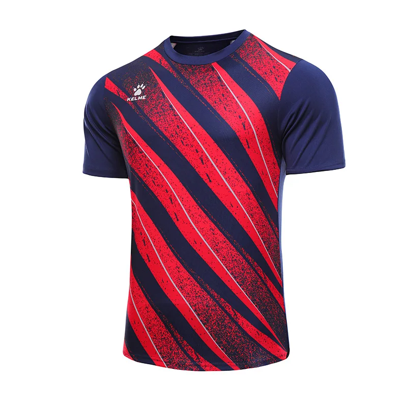 KELME 2023 Football Jersey Top Men\'s Printed Short-Sleeved Quick-drying T-shirt Competition Training Team Uniform 8251ZB1008