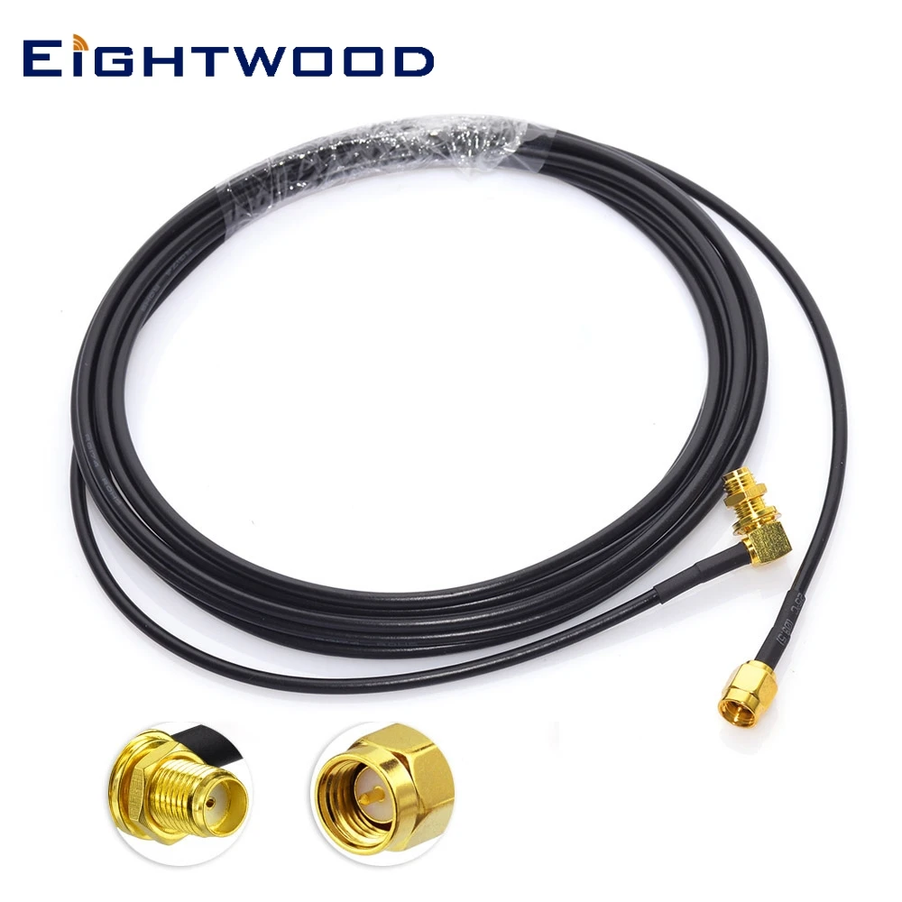 

Eightwood DAB/DAB+Car Radio Antenna Aerial Extension Cable 3m SMA Male to SMA Female Right Angle Connector Pigtail RG174 Cable