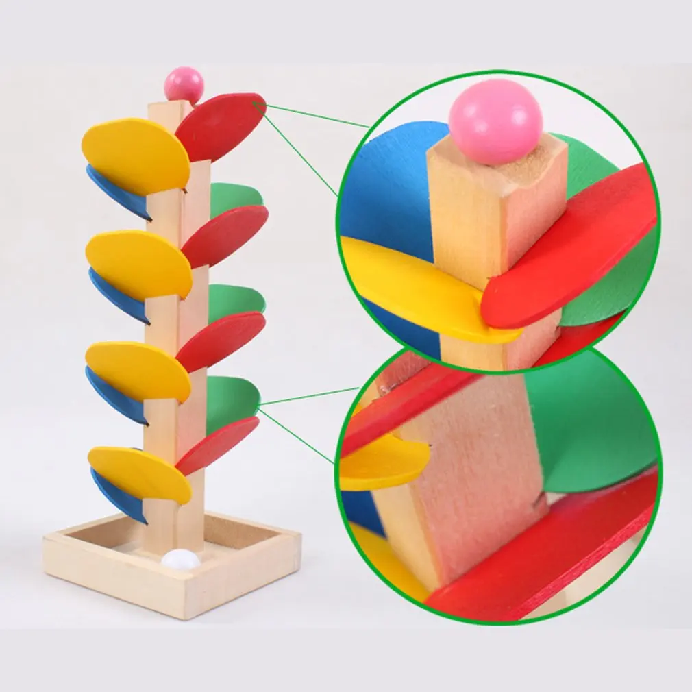 Montessori Educational Toy Wooden Tree Marble Ball Run Track Game Baby Kids Children Intelligence Educational Toy Hot!