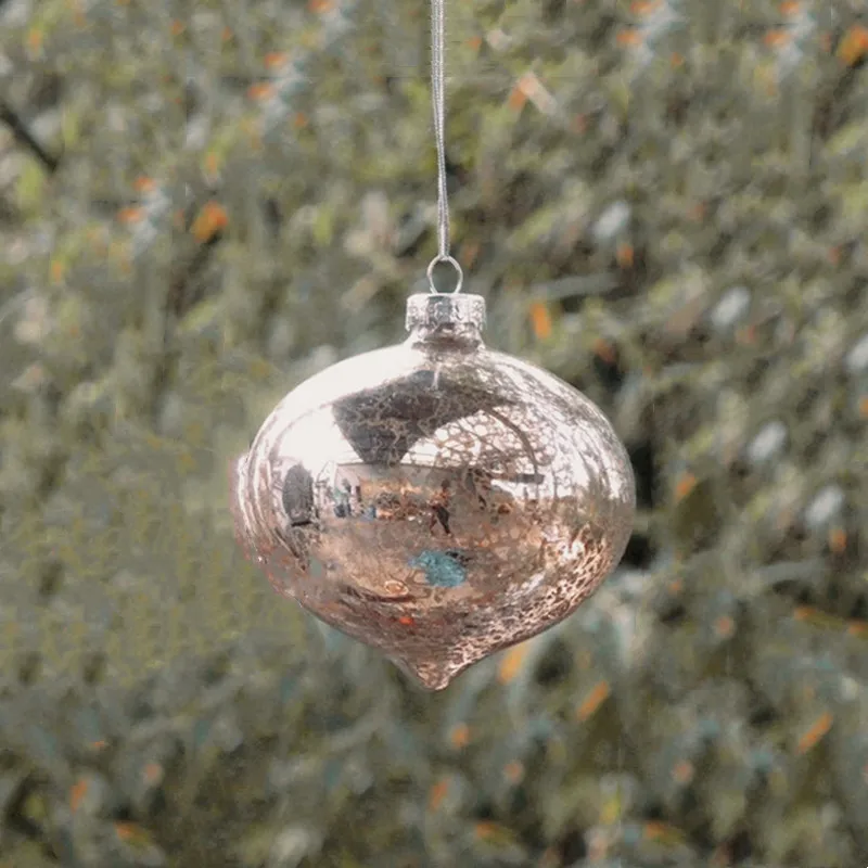 シルバーガラスライトペンダント12ピース-パック直径-8cm小さな室内装飾クリスマスツリーフェスティバル