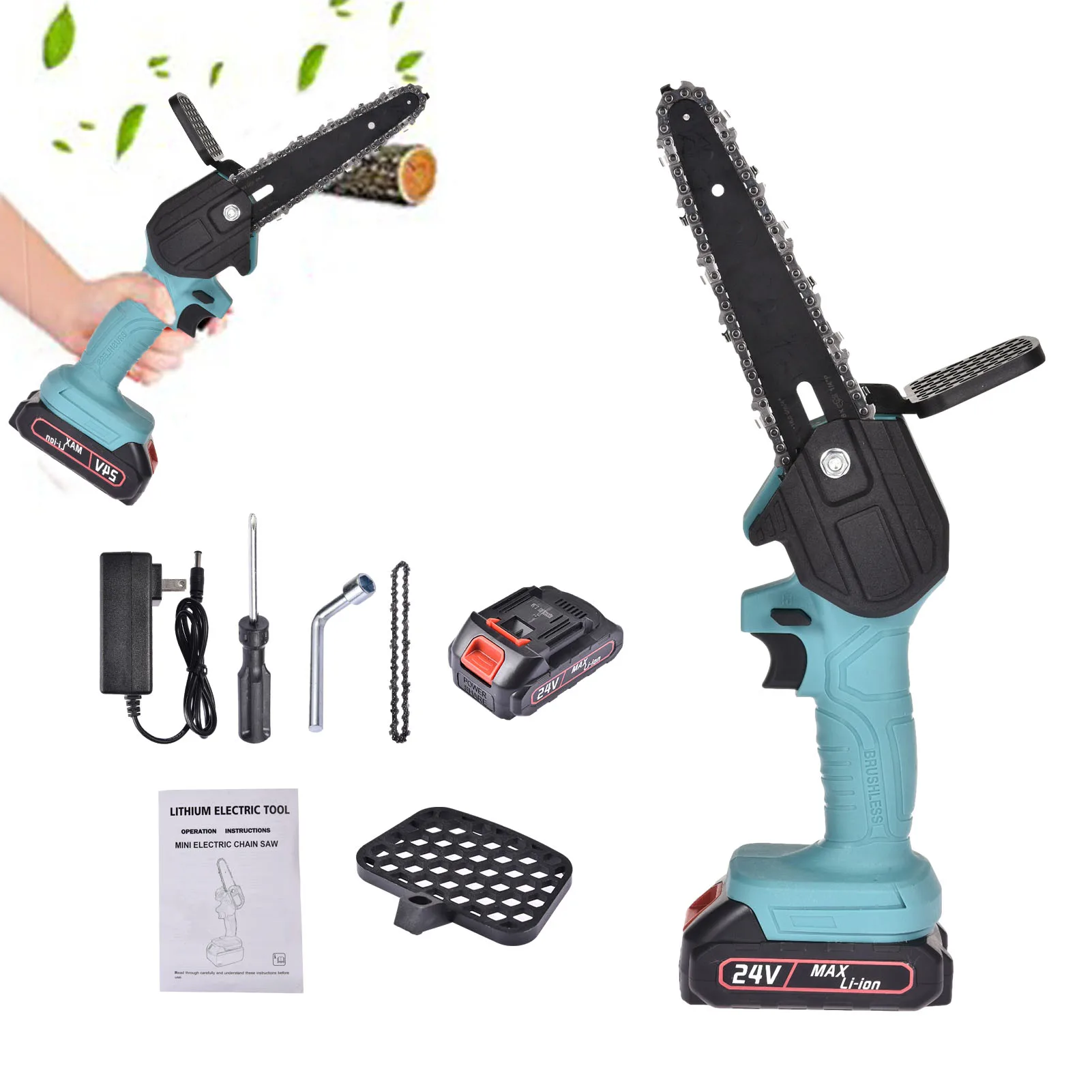 

6 Inch Mini Electric Chainsaw Cordless Handheld Pruning Saw Portable Battery Wood Cutter Home Garden Logging Power Tool 550W