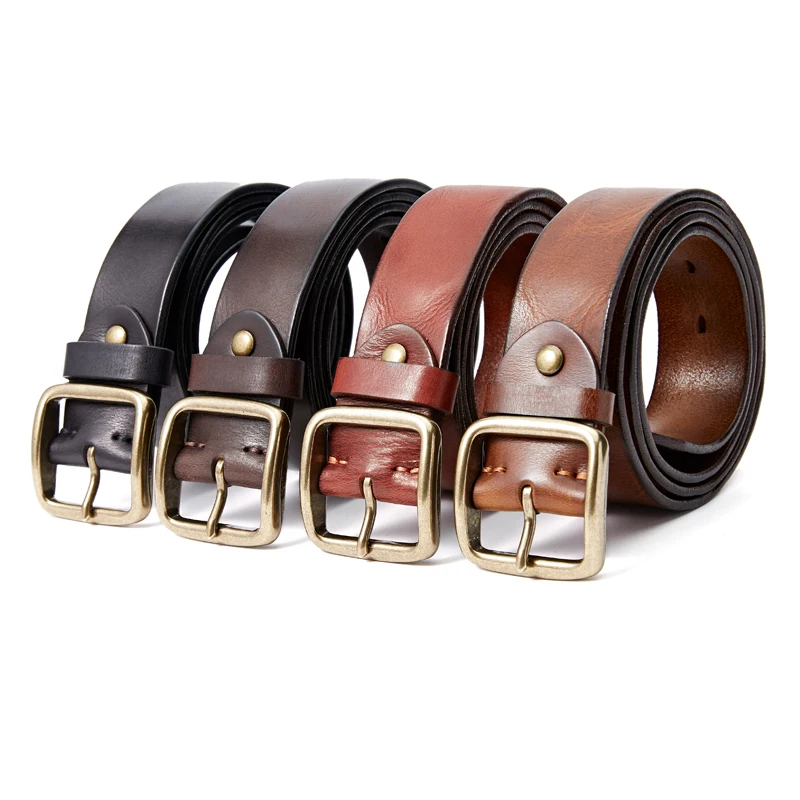 MEDYLA Retro Leather Belt Men\'s Copper Buckle Thick Men\'s and women\'s Casual Fashion Genuine Leather Hand-made Belt 21403