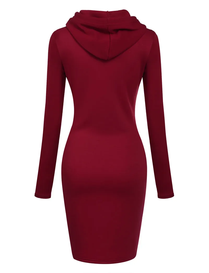 Women long Hooded Sweatshirts Dress 