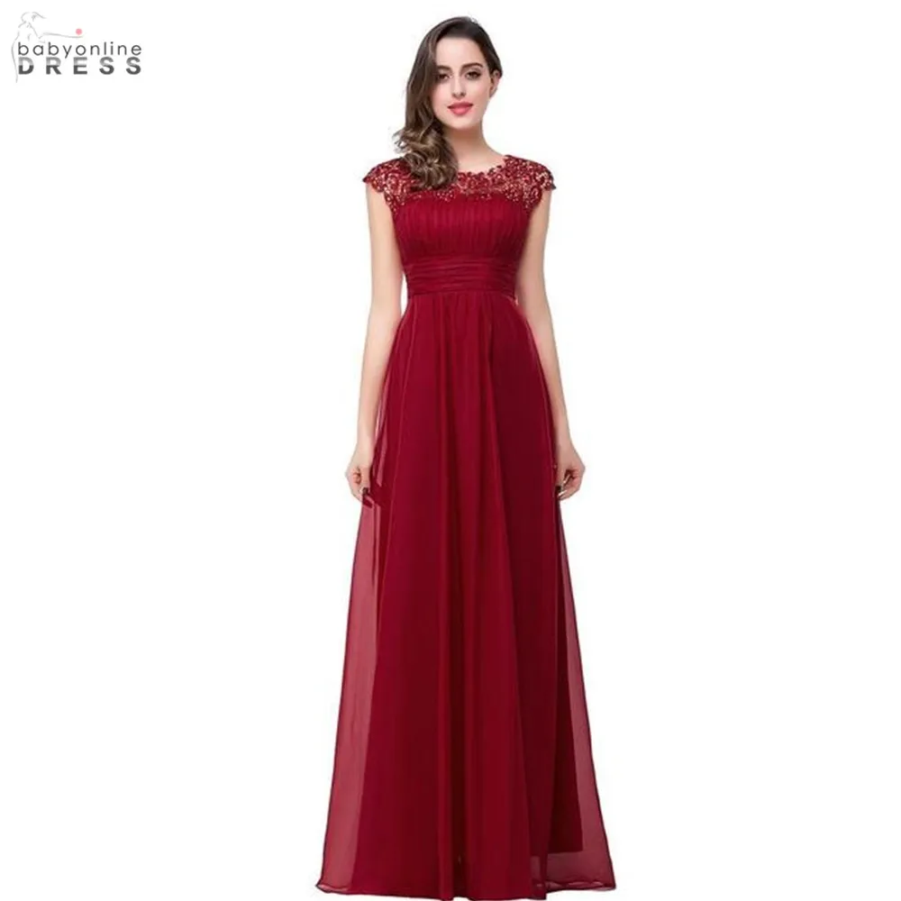 

Elegant Burgundy Lace Long Bridesmaid Dress Chiffon Backless Cut-out Wedding Party Evening Dress Vestido de Festa