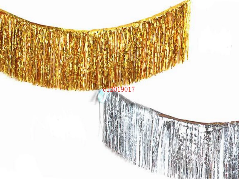 Gold Foil Fringe Curtain Tinsel String Shiny Shimmer Tassel Wedding Decoration Photo Booth Backdrop 35*120cm