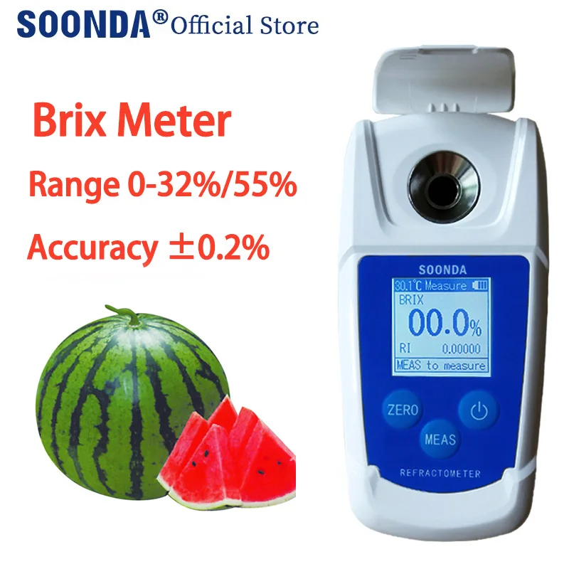 0 ~ 55% digitale Brix Rifrattometro Brix tester misuratore di Zucchero per frutta Birra Weibai Scotch da cocktail vino morbido bevande succhi di frutta bevanda