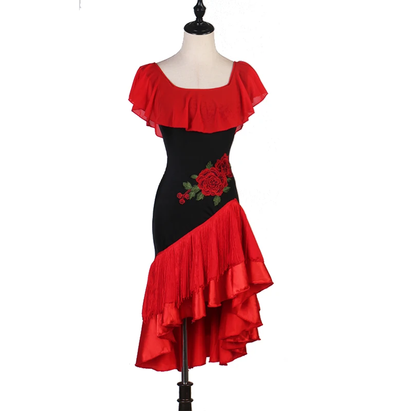 

adult latin dress competition dresses junior kids women samba rumba tango latin dance dress red blue lq174