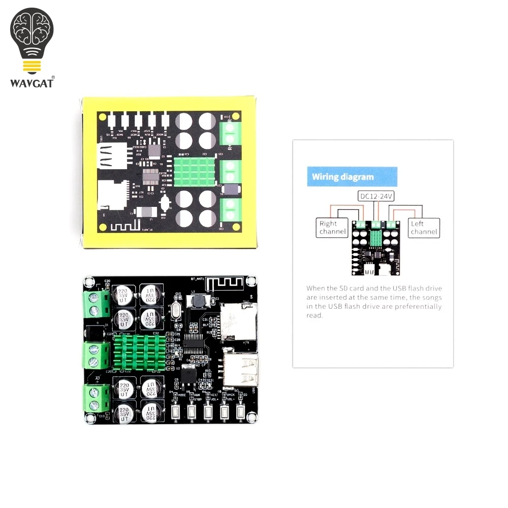 TPA3116D2 XH-M422 DC12-24V 50W + 50W Bluetooth 4.0 amplifier board TPA3116 With Bluetooth U disk TF card player VHM-302