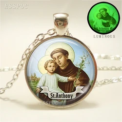 St Anthony Pendant Necklace Luminous Necklace Bring Love To Your Life Medal Religious Jewerly
