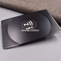 Credit size NFC black metal card smart touch NFC business card laser engrave blank steel stainless metal nfc card