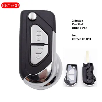 Keyecu Opvouwbare Flip Key Afstandsbediening Sleutel Shell Case 2-knop voor Citroen C3 DS3 VA2/HU83
