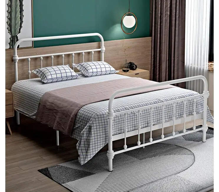 Modern simple pastoral European-style iron sheets, apartment, dormitory, iron frame bed, 1.2m, 1.5m, double iron frame bed