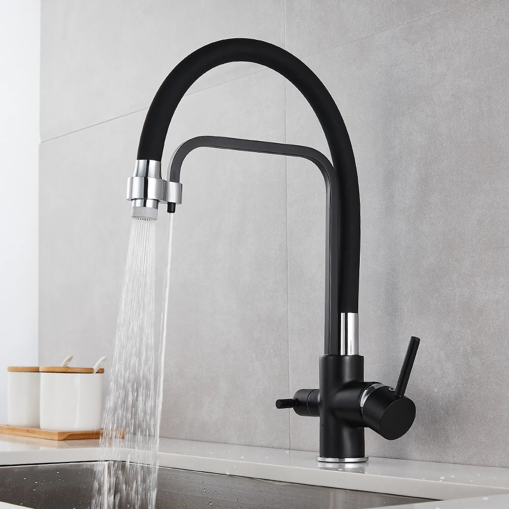 

kitchen sink faucet 3 way water filter tap black brass kitchen mixer Kitchen Put Out Faucet Kitchen Crane Brass mixer