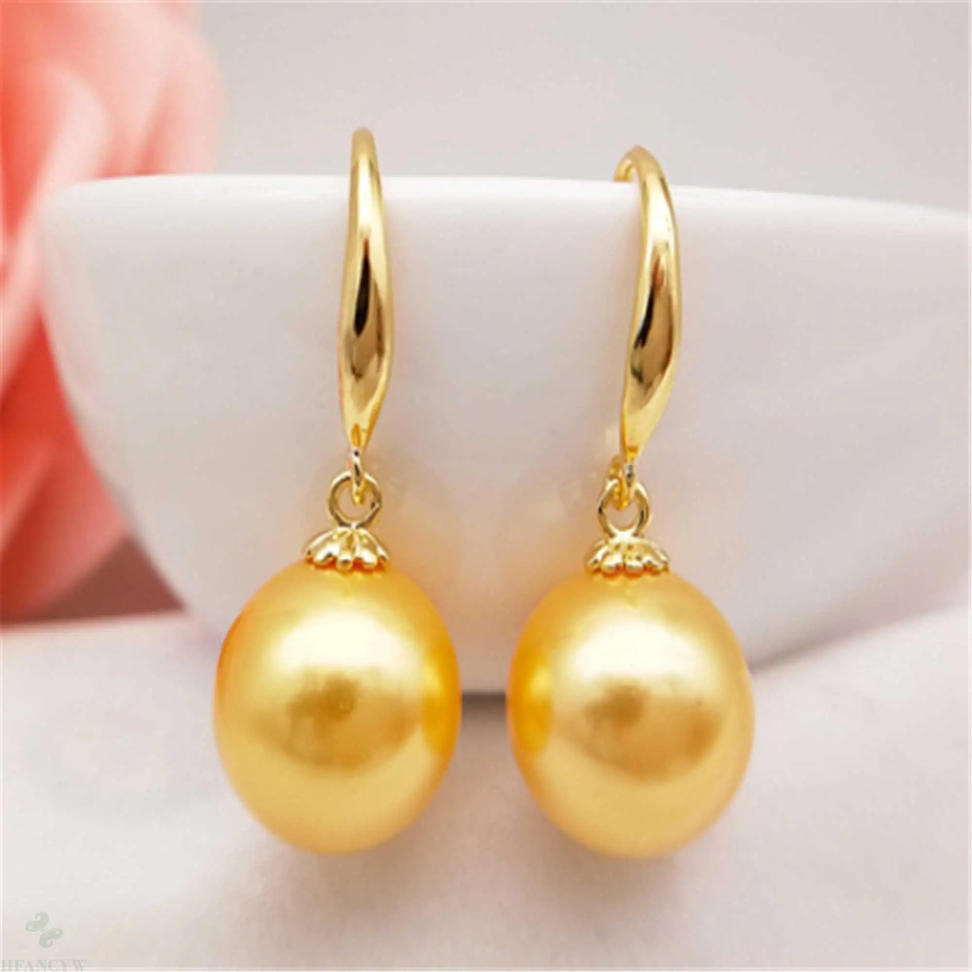 

16mm Natural Shell Round Pearl Earrings Jewelry Real Luxury Aurora Classic Jewelry Dangle Earbob Gift