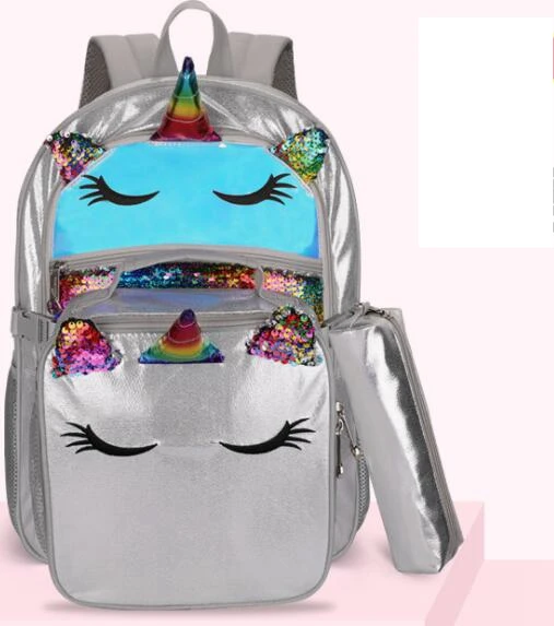 2021 kids school bag set lunch bag PU school backpack bag for girls kids Orthopedic backpack student backpack bag for children