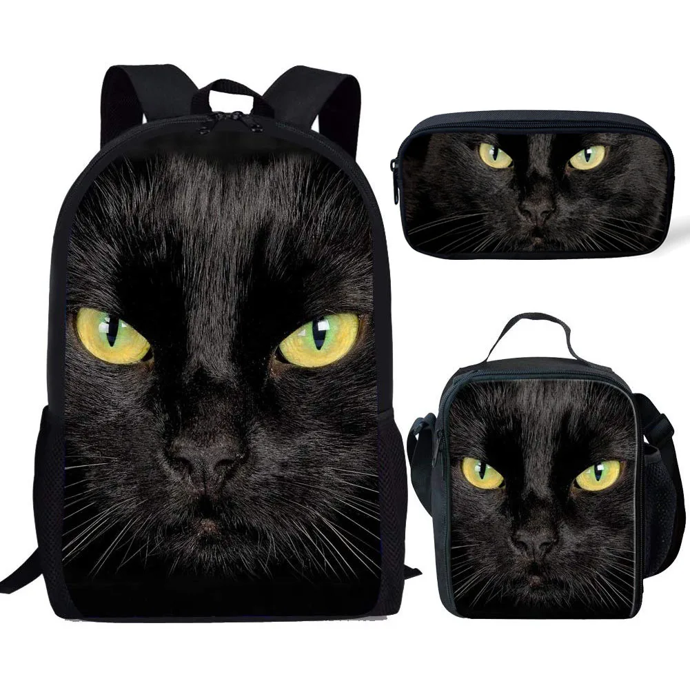 Cool Gothic Black Cats Print School Backpack for Children's Kuromi Bags 2021 Women's Brand Female Mini Kids Bookbags