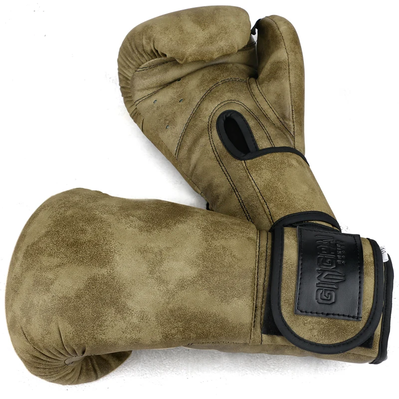 Retro Style dorosłych dzieci kobiety/mężczyźni rękawice bokserskie Pu skóra MMA Muay Thai Boxe De Luva Mitts Sanda wyposażenie siłowni 6 8 10 12OZ