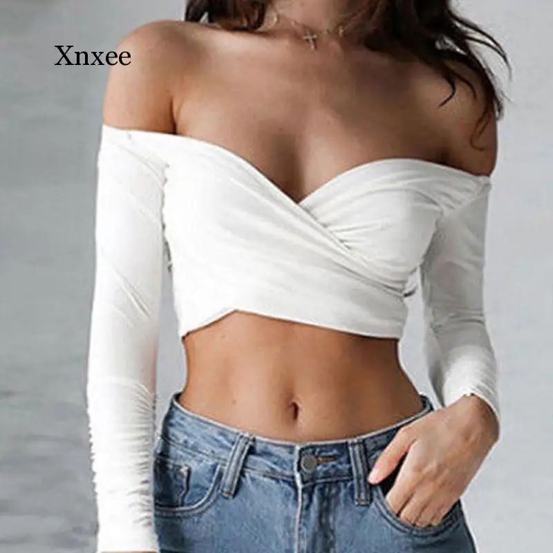 Summer Women Ladies Sexy Casual Off Shoulder Bandage V Neck Tank Top Vest Crop Top Frill Tops Black Pink White S-Xl