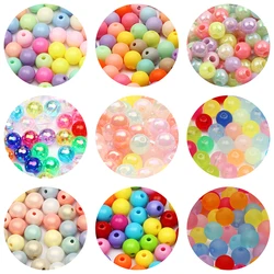 Colorful Acrylic Beads 6-12mm Round Ball Loose Spacer Beads For Needlework DIY Jewelry Making Bracelets Necklaces For Handicraft