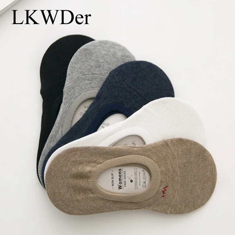 

LKWDer 10pcs=5 Pairs Couple Boat Socks Men Women Summer Invisible Low Cut Socks Retro Adult Silicone Shallow Mouth Unisex Socks