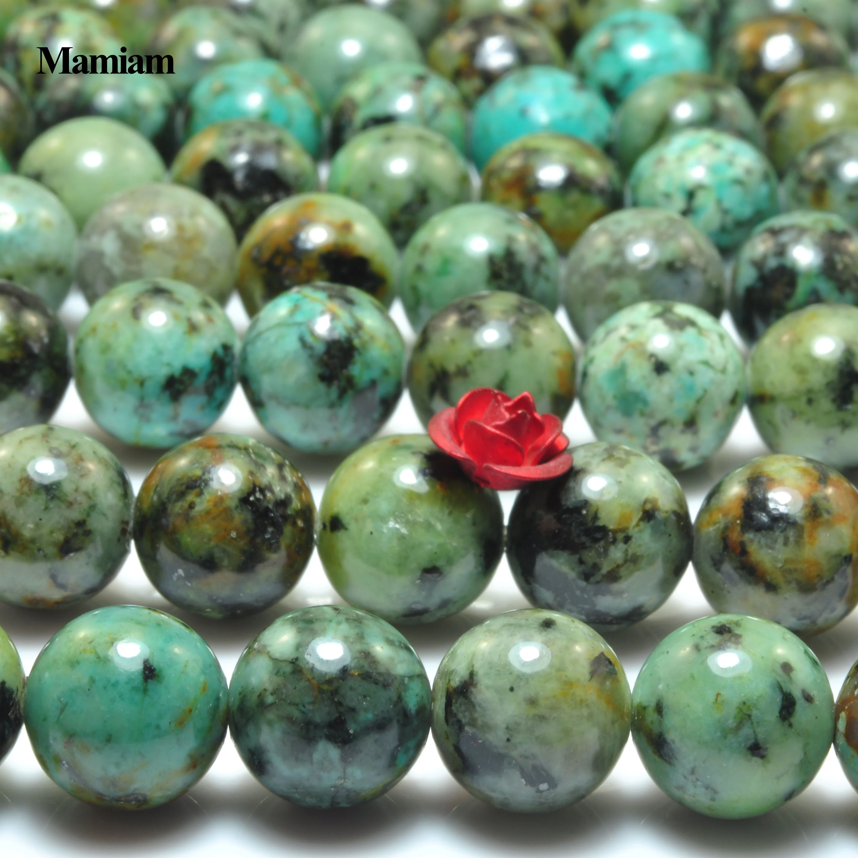 Mamiam Natural Africa Turquoise Smooth Round Loose Stone 6-10mm Beads Diy Bracelet Necklace Jewelry Making Gemstone Gift Design