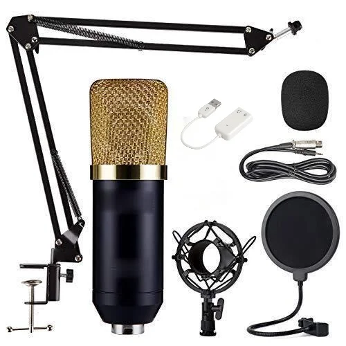 Condenser Microphone Computer Mic Kit  Professional Studio Recording Bundle for Streaming Gaming Broadcasting Singing Videos wit