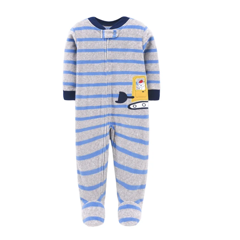 Footed Warm Baby Rompers 2022 Spring Fall Micro Polar Fleece Hot Baby Pajamas Infant jumpsuits Sleepwear 0/3-12M