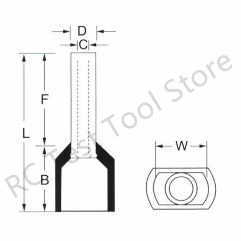 100PCSTE0508 TE1008 TE1508 TE2508 TE6014Double Pipe 0.5~6.0² Cold Pressed End Double Wire Tube Shaped Insulated Tubular Terminal