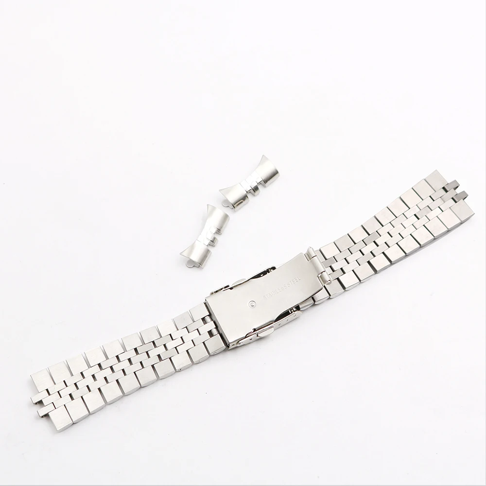 CARLYWET 22mm Sliver Watch Band Jubilee Bracelet Hollow Curved End Solid Screw Links Stainless Steel Silver For Seiko SKX 007