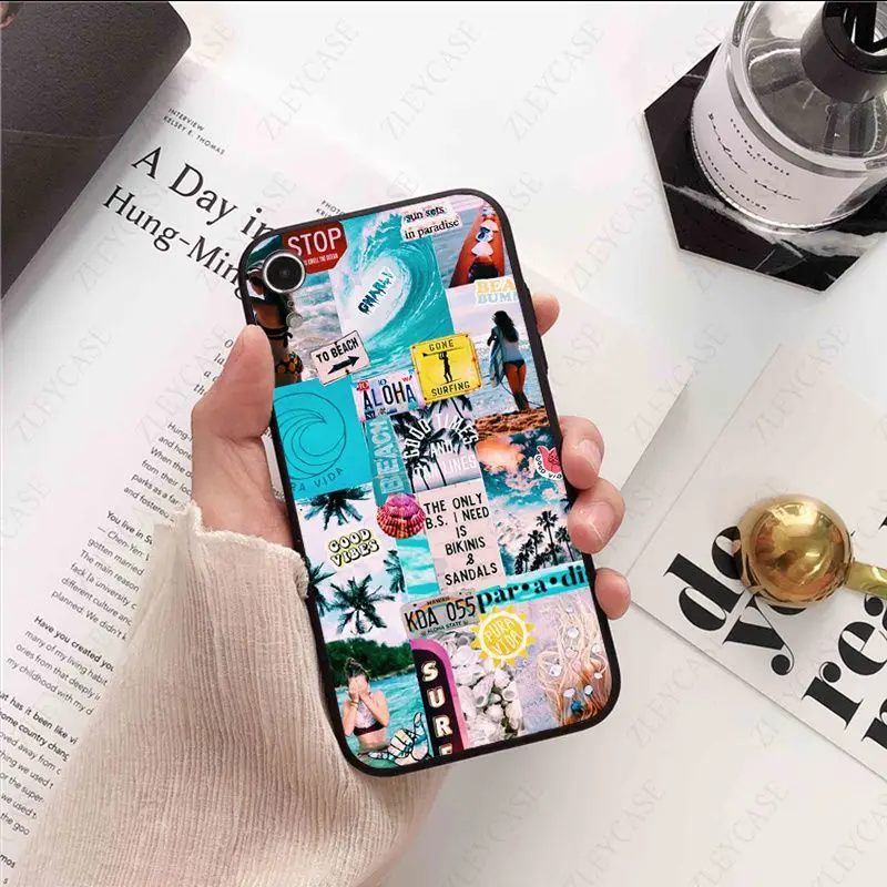 Summer beach surfboard surfing Phone cover For iphone 15pro 14pro 11pro 12 13pro xs max 7 SE XR 12mini 15plus 13mini case coque