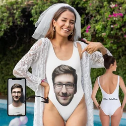 Bañador de despedida de soltera personalizado, traje de baño de cara con foto personalizada, traje de baño de escuadrón de novia, traje de baño de una pieza, trajes divertidos