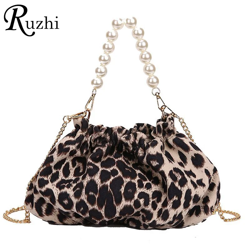 Elegant Tiger Pattern/Zebra Pattern/Leopard Pattern Small Shoulder Bags For Women 2021 Sexy Nightclub Handbag Pearl Chain Hobos