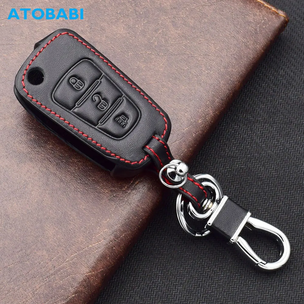 ATOBABI Leather Car Key Cases For Great Wall Haval Hover H5 2020 H1 H3 H6 H2 C50 C30 3 Buttons Flip Remote Fobs Protector Cover