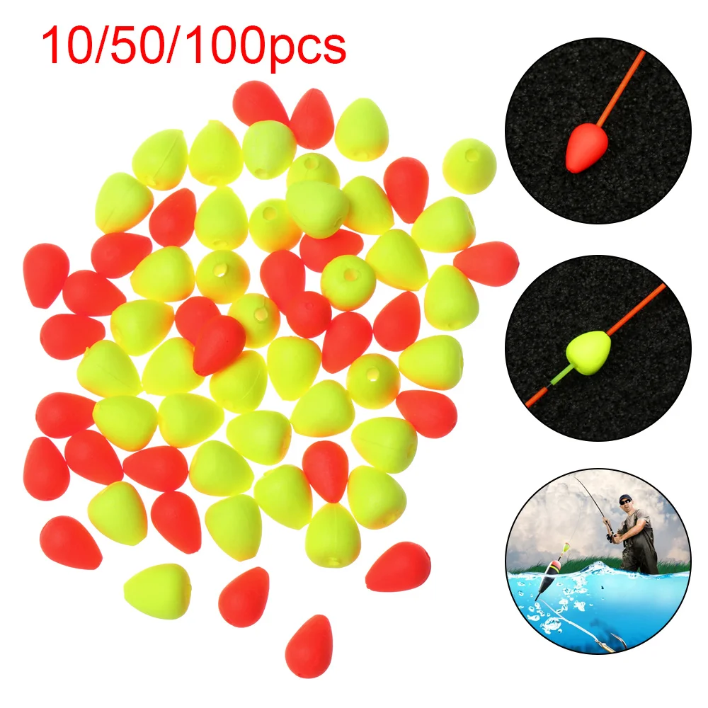 10/50/100Ppcs Red/Yellow Sensitive Tackle Moveable Float Fishing Signal Sender Float Tail Eye-catching Beans Visualable Beans