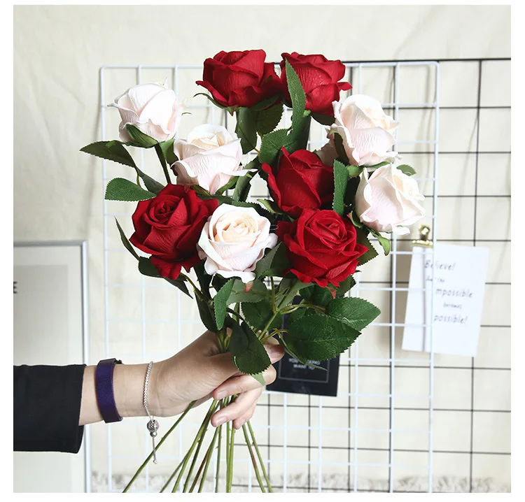 5 Stück Künstliche Blumen Seidenrosen Lange Zweige Großhandel Blumensträuße Hochzeit Heimdekoration Kunstpflanzen DIY Kranz Zubehör – Detail 8