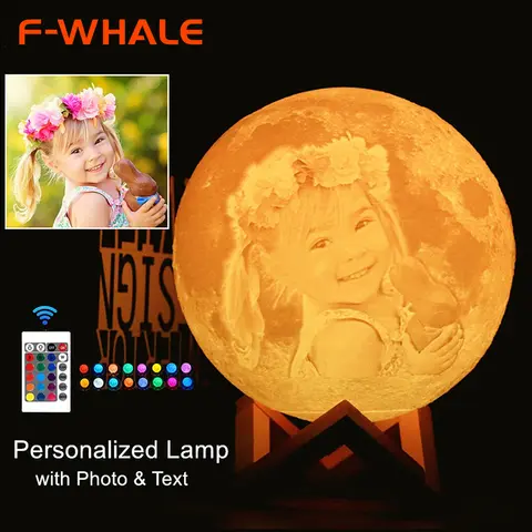 Personalized Moon Lamp Night Light 3D Rechargeable Gift ZPAA