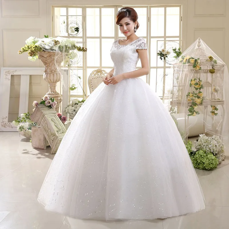 Classic Cheap Cap Sleeve Korean Style Short Lace Fashion Simple Bridal Gowns Crystal Wedding Dresses 2024 Vestido Casamento