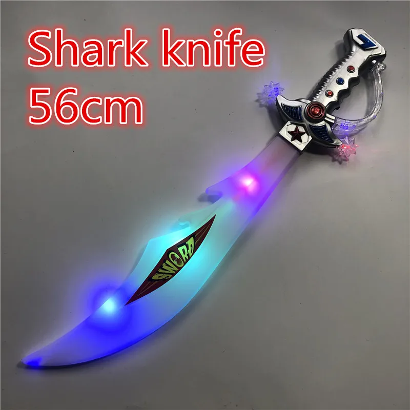 

56cm Eletronic Lightsaber Induction Shark sword Flashing Cutlass Simulation Plastic Light Toys Sword Children cosplay Props