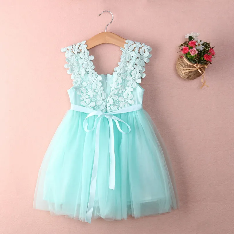 Kids Baby Girls Princess Dress Lace Tulle Flower Party Gown Backless Fancy Dridesmaid Dress Sundress Girls Cute Summer Clothes