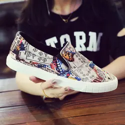 Shengxuanny Men's Graffiti sneakers Breathable casual shoes non-slip Canvas shoes Rubber sole Slip-On Shoes Zapatos de hombre