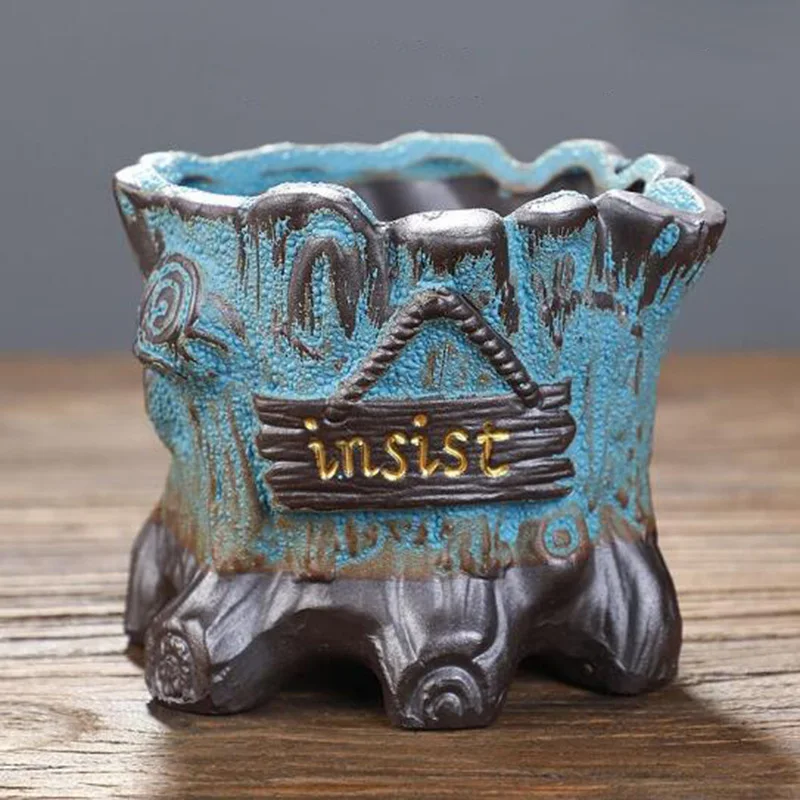 Kreatywny soczysty doniczka zielony wazon na rośliny sadzarka doniczka do Bonsai macetas biura na biurko ozdoby wyroby ceramiczne Garden Art