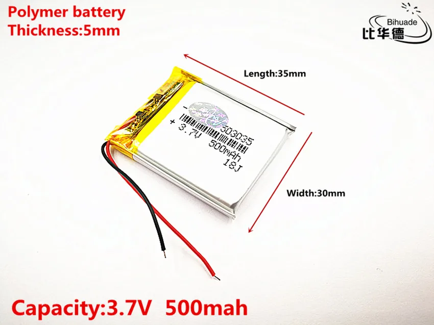 2019 new produc 10pcs/lot 500 mah 3.7 V 503035 smart home MP3 speakers Li-ion battery for dvr,GPS,mp3,mp4,cell phone,speaker