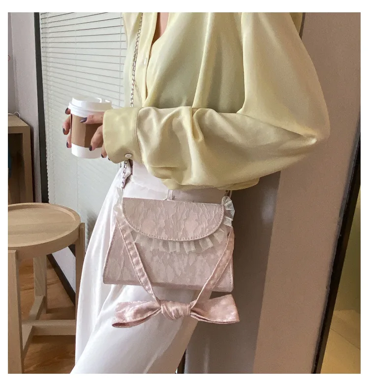 Girls bag PU Flap Bow Lace Korean ladylike Shoulder Bags Pures And Bags Crossbody Princess Bag Gift