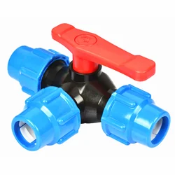 PE Three-way Fast Connection Pipe Valve Plastic Valve T-type Valve Internal Diameter 20/25/32/40/50/63mm