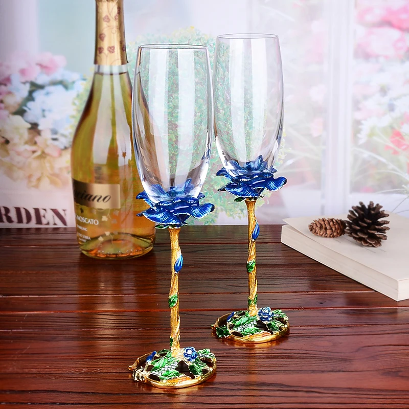 

Crystal Glass Champagne Cup, Creative Rose Enamel Goblet, Wine Cup Gift Cup, High-Grade Wedding Gifts, Home Decor Accessories