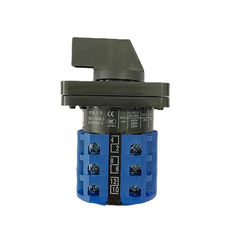 Manufacturer High Voltage Change Over Switch 3 Position 3 Phase Selector Switch 380V 20A Cam Switch LW26-20D5723/3