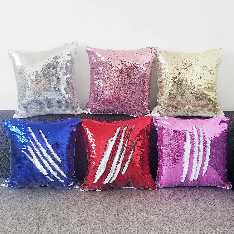 10pcs/lot Sublimation Blank Magical Sequins Mermaid Pillowcase For Sublimation INK Print DIY Gifts 40x40cm