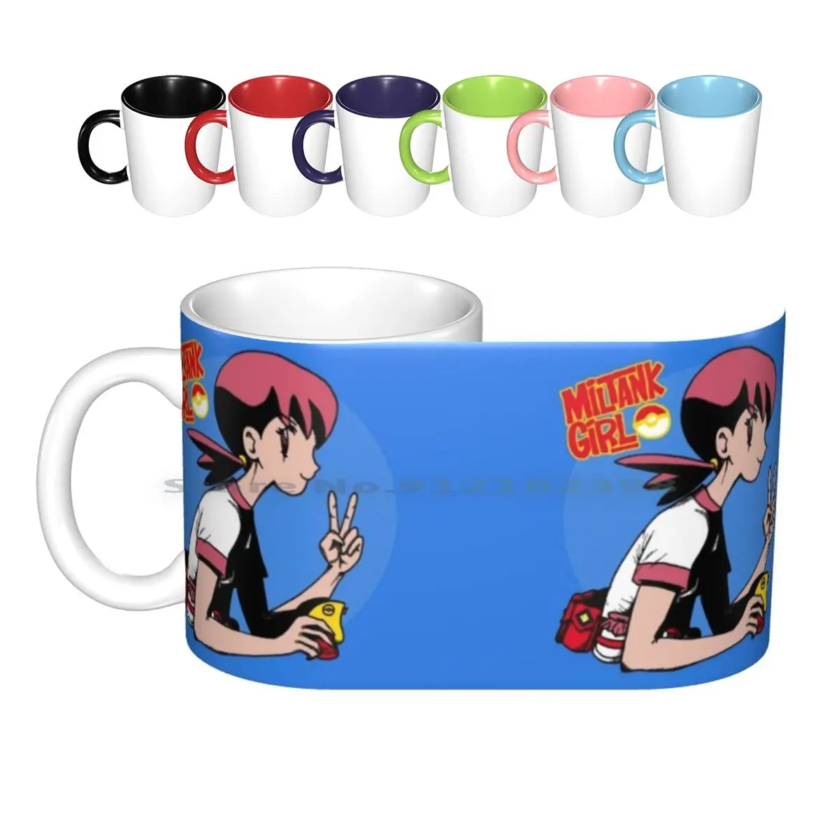 Miltank Girl Ceramic Mugs Coffee Cups Milk Tea Mug Pocket Monsters Whitney Akane Gym Leader Challenge Rematch Pink Miltank