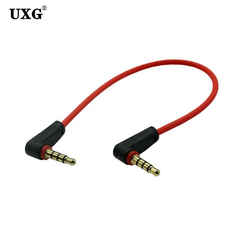 3.5mm Jack 4 pole Audio Cable 3.5 Male to Male Cable Audio 90 Degree Right Angle AUX Speakon Cable for Car Headphone MP3/4 Cord